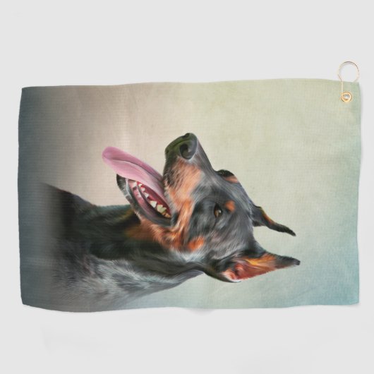 Dobermanhond tekenen golfhanddoek (Horizontaal)