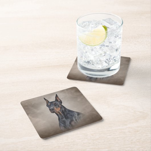 Dobermanhond tekenen kartonnen onderzetters (Insitu)