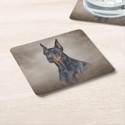 Dobermanhond tekenen kartonnen onderzetters (Schuin)