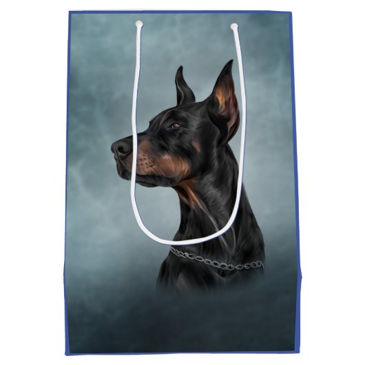 Dobermanhond tekenen medium cadeauzakje (Achterkant)