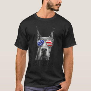 Dobermann 4 juli Amerika mannen Amerikaanse vlag z T-shirt