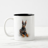 Dobermann Aquarel Kunst Tweekleurige Koffiemok (Links)