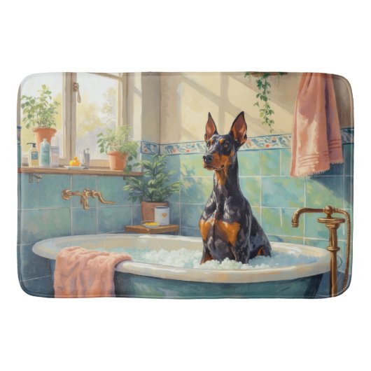 Dobermann badtijd stijlvolle badkamer decor badmat (Voorkant)