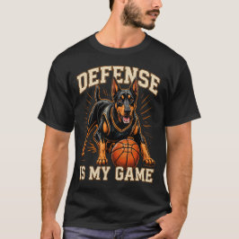 Dobermann Basketbal Hond Retro Sport Ontwerp T-shirt