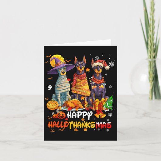Dobermann blije Hallothanksmas hond liefhebber Ker Kaart (Voorkant)