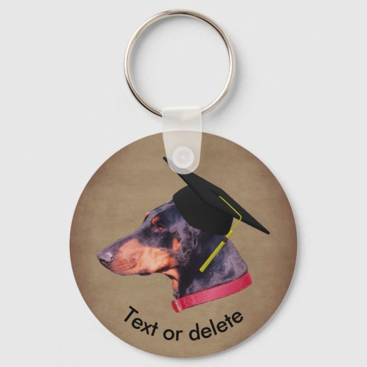 Dobermann De Afgestudeerde Grappige Hond Gepersona Sleutelhanger (Voorkant)