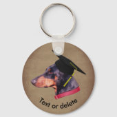 Dobermann De Afgestudeerde Grappige Hond Gepersona Sleutelhanger (Achterkant)