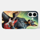 Dobermann die gitaar speelt op een rots podium Case-Mate iPhone case (Achterkant (horizontaal))
