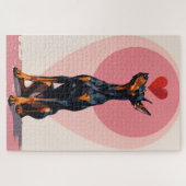 Dobermann die Perfect Hart Vector Valentijnsdag in Legpuzzel (Horizontaal)