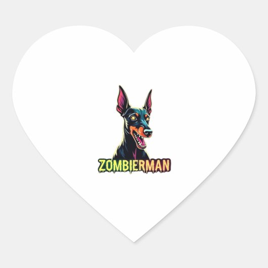 Dobermann Dobie Doby Doberman Zombie Hond Hallowee Hart Sticker (Voorkant)