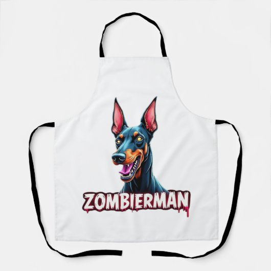 Dobermann Dobie Doby Doberman Zombie Hond Hallowee Schort (Voorkant)