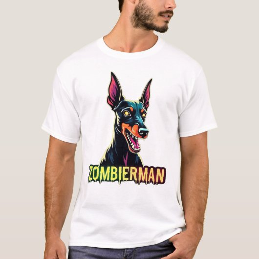Dobermann Dobie Doby Doberman Zombie Hond Hallowee T-shirt (Voorkant)