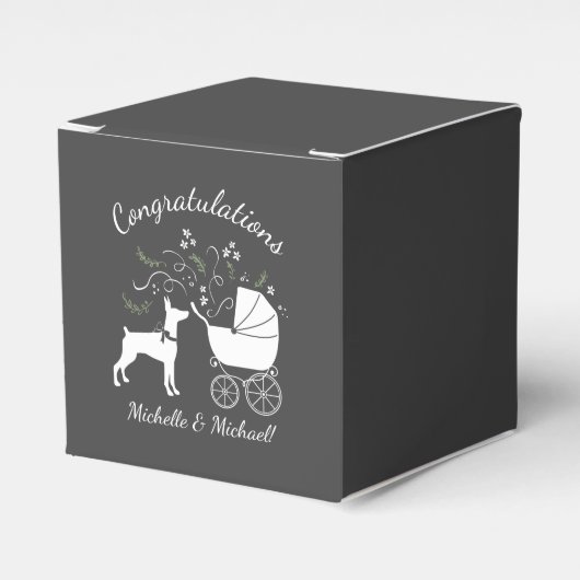 Dobermann Dog Baby shower Puppy Dobie Pinscher Bedankdoosjes (Voorkant Zijde)