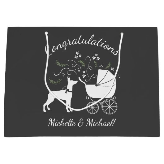 Dobermann Dog Baby shower Puppy Dobie Pinscher Groot Cadeauzakje (Voorkant)