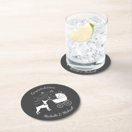 Dobermann Dog Baby shower Puppy Dobie Pinscher Ronde Kartonnen Onderzetter (Insitu)