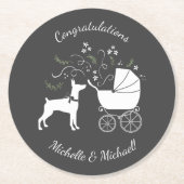 Dobermann Dog Baby shower Puppy Dobie Pinscher Ronde Kartonnen Onderzetter (Voorkant)