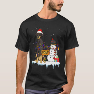 Dobermann Dog Kerstmis Snowman Xmas Lichten Pajama T-shirt