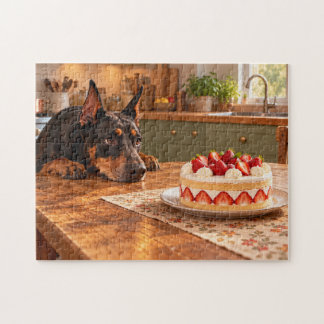 Dobermann droomt van aardbeientaart legpuzzel