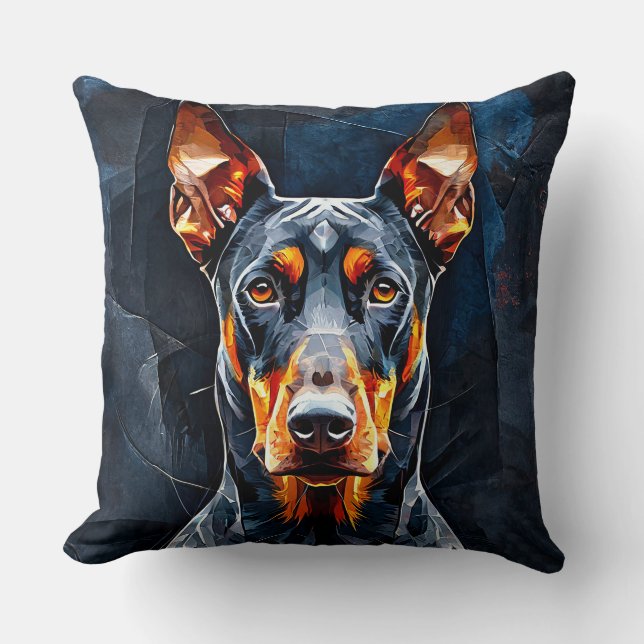 Dobermann Elegantie Gloed  Moderne Hond Liefhebber Kussen (Voorkant)