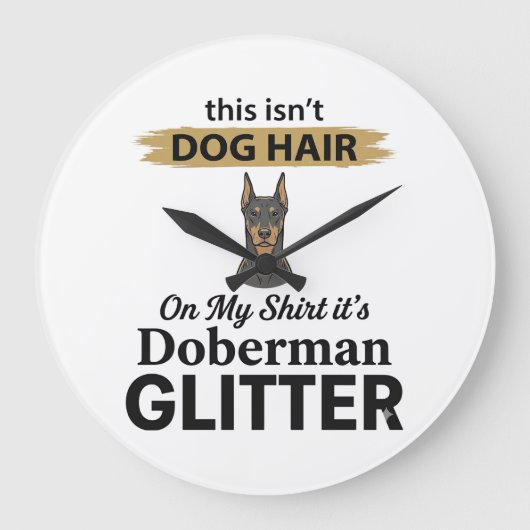Dobermann Glitter Grappige Hond Liefhebber Vintage Grote Klok (Voorkant)