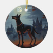 Dobermann Halloween Engverstorend Keramisch Ornament (Voorkant)