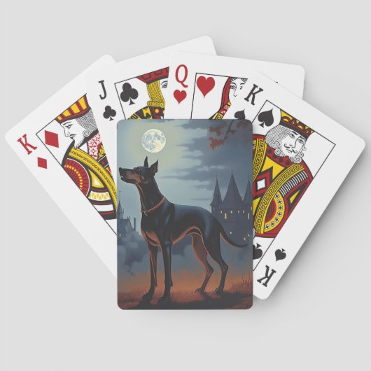 Dobermann Halloween Engverstorend Pokerkaarten (Achterkant)