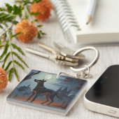 Dobermann Halloween Engverstorend Sleutelhanger (Voorkant Rechts)