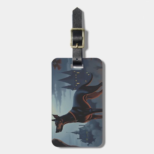 Dobermann Halloween Griezelen Bagagelabel (Voorkant verticaal)