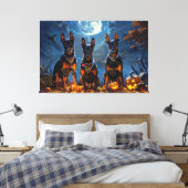 Dobermann Halloween Griezelen Canvas Afdruk (Insitu (Slaapkamer))