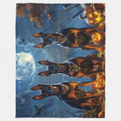 Dobermann Halloween Griezelen Fleece Deken (Voorkant)