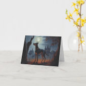 Dobermann Halloween Griezelen Kaart (Gele Bloem)