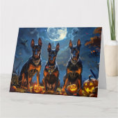 Dobermann Halloween Griezelen Kaart (Voorkant)