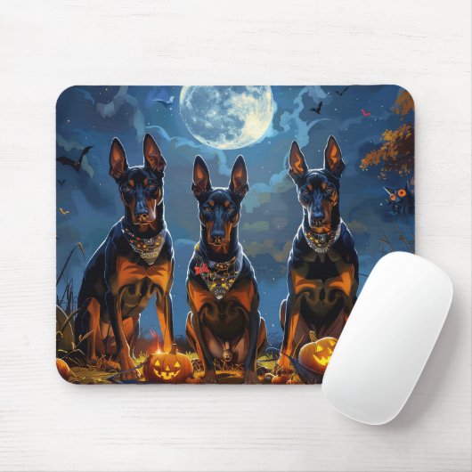 Dobermann Halloween Griezelen Muismat (Met muis)