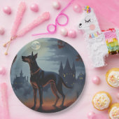 Dobermann Halloween Griezelen Papieren Bordje (Feest)
