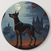 Dobermann Halloween Griezelen Ronde Button 6,0 Cm (Voorkant)