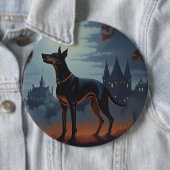 Dobermann Halloween Griezelen Ronde Button 6,0 Cm (In situ)