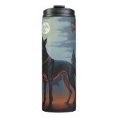 Dobermann Halloween Griezelen Thermosbeker (Voorkant)