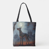 Dobermann Halloween Griezelen Tote Bag (Achterkant)