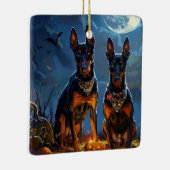 Dobermann Halloween Griezelig Keramisch Ornament (Rechts)