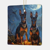 Dobermann Halloween Griezelig Keramisch Ornament (Links)