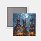 Dobermann Halloween Griezelig Magneet (Voorkant / Achterkant)