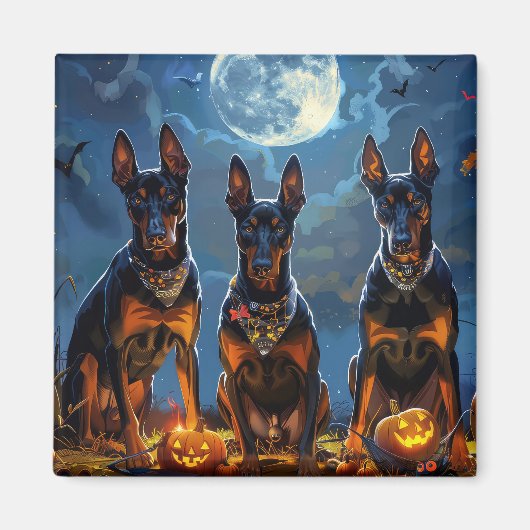 Dobermann Halloween Griezelig Magneet (Voorkant)