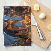 Dobermann Halloween Griezelig Theedoek (Quarter Fold)