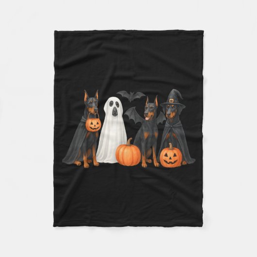 Dobermann Halloween Kostuum Fun Dobermann Hallowee Fleece Deken (Voorkant)