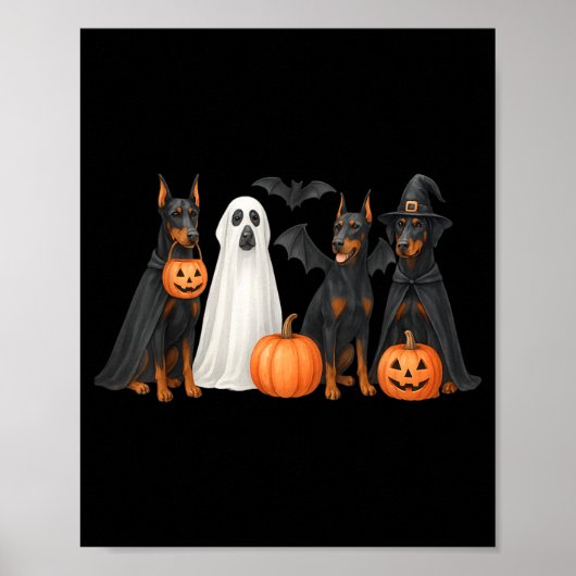 Dobermann Halloween Kostuum Fun Dobermann Hallowee Poster (Voorkant)