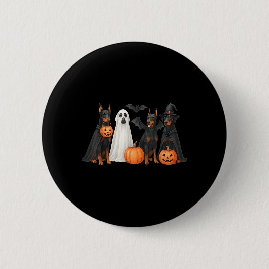 Dobermann Halloween Kostuum Fun Dobermann Hallowee Ronde Button 5,7 Cm (Voorkant)