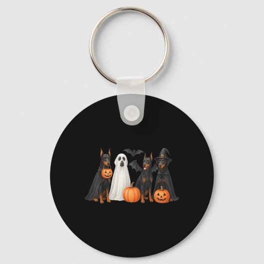Dobermann Halloween Kostuum Fun Dobermann Hallowee Sleutelhanger (Voorkant)