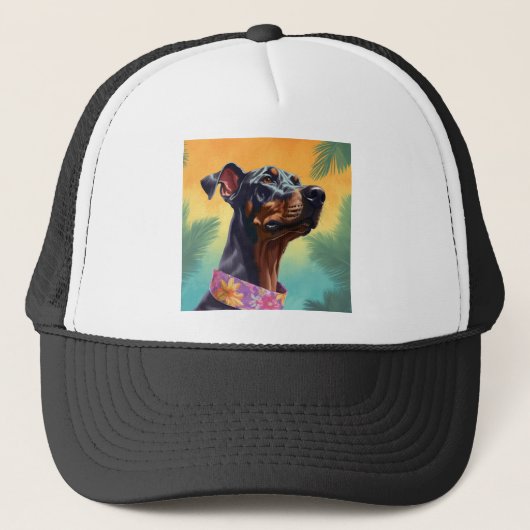 Dobermann hawaii-pet trucker pet (Voorkant)