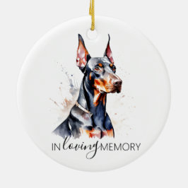 Dobermann-herdenkingswaterverf Kerstmis Keramisch Ornament