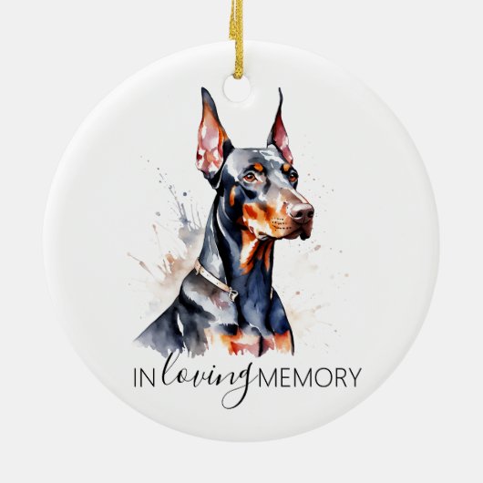 Dobermann-herdenkingswaterverf Kerstmis Keramisch Ornament (Achterkant)